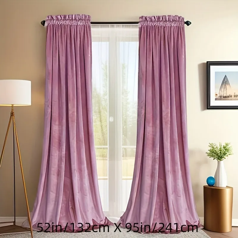 1pc Luxurious Velvet Room Darkening Curtains - Thermal Insulated Soft Privacy Panels for Bedroom and Living Room Home Decor with Rod Pocket