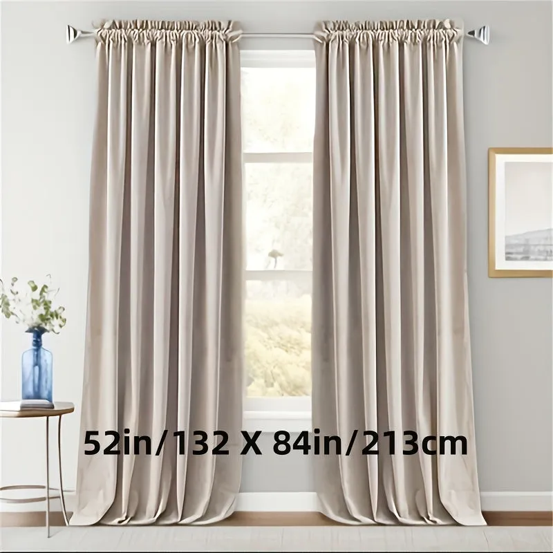 1pc Luxurious Velvet Room Darkening Curtains - Thermal Insulated Soft Privacy Panels for Bedroom and Living Room Home Decor with Rod Pocket