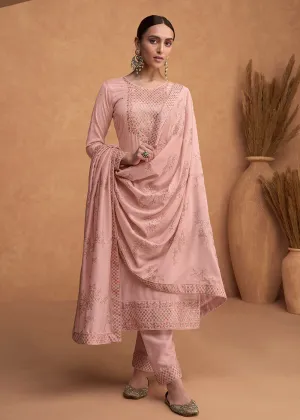 Beautiful Rose Pink Premium Silk Pant Style Salwar Suit