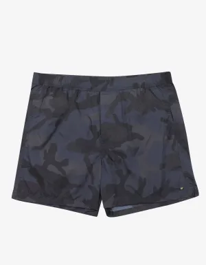 Blue & Grey Camouflage Print Swim Shorts