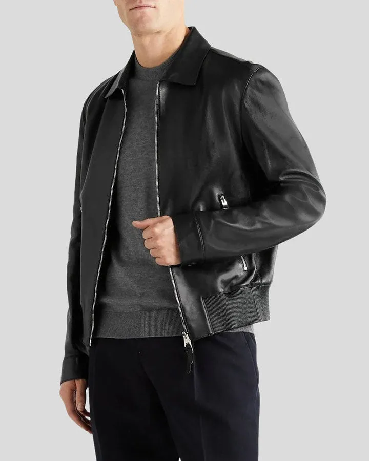 Canaan Black Bomber Leather Jacket