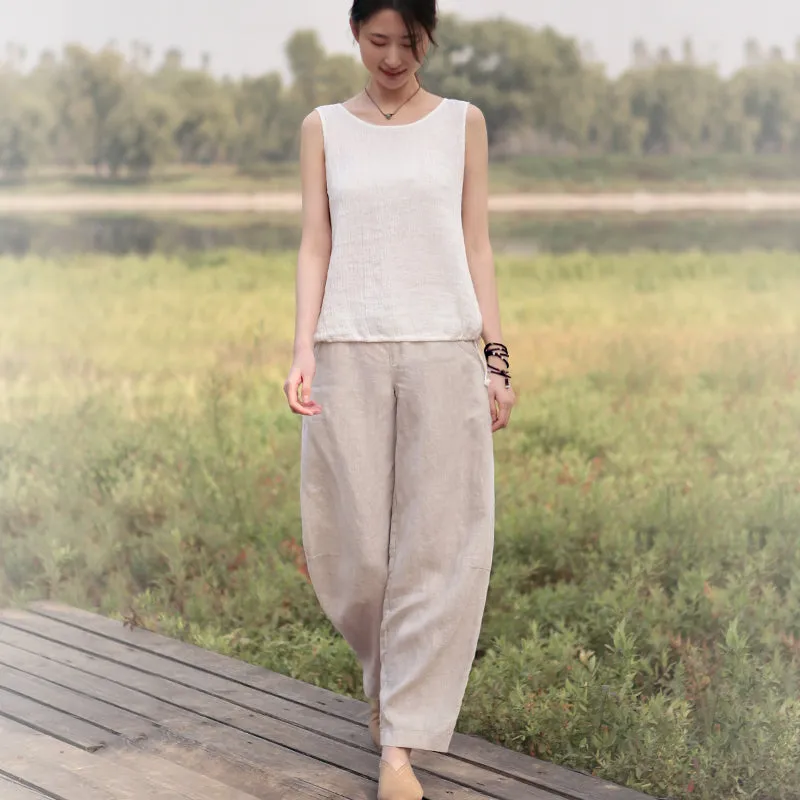 Casual Women Wide Leg Linen Pants BZ981104