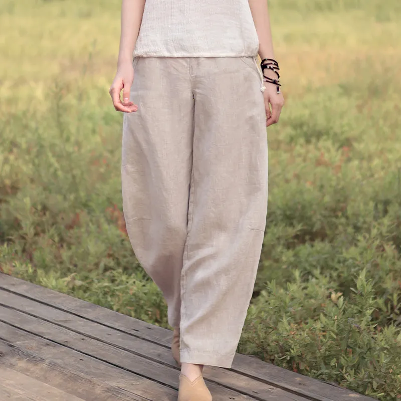 Casual Women Wide Leg Linen Pants BZ981104