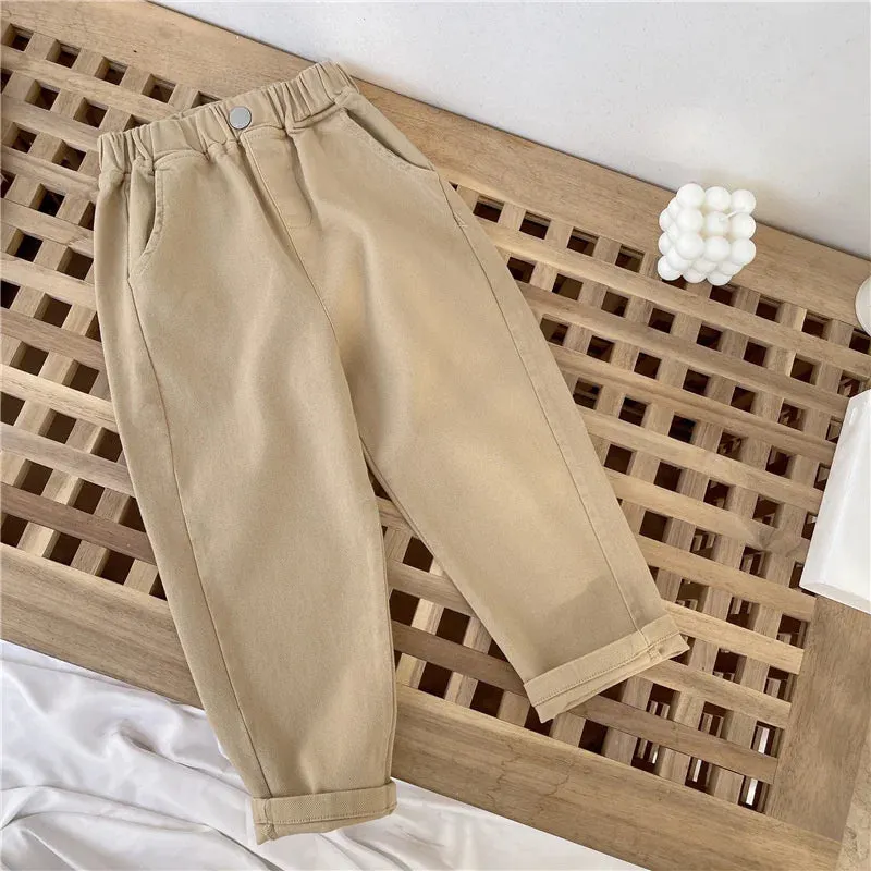 Children Harun Pants Summer New Kids Clothes Boy Girl Fashion Loose Casual Thin Trousers Toddler Solid Elastic Pants 2-8 Years