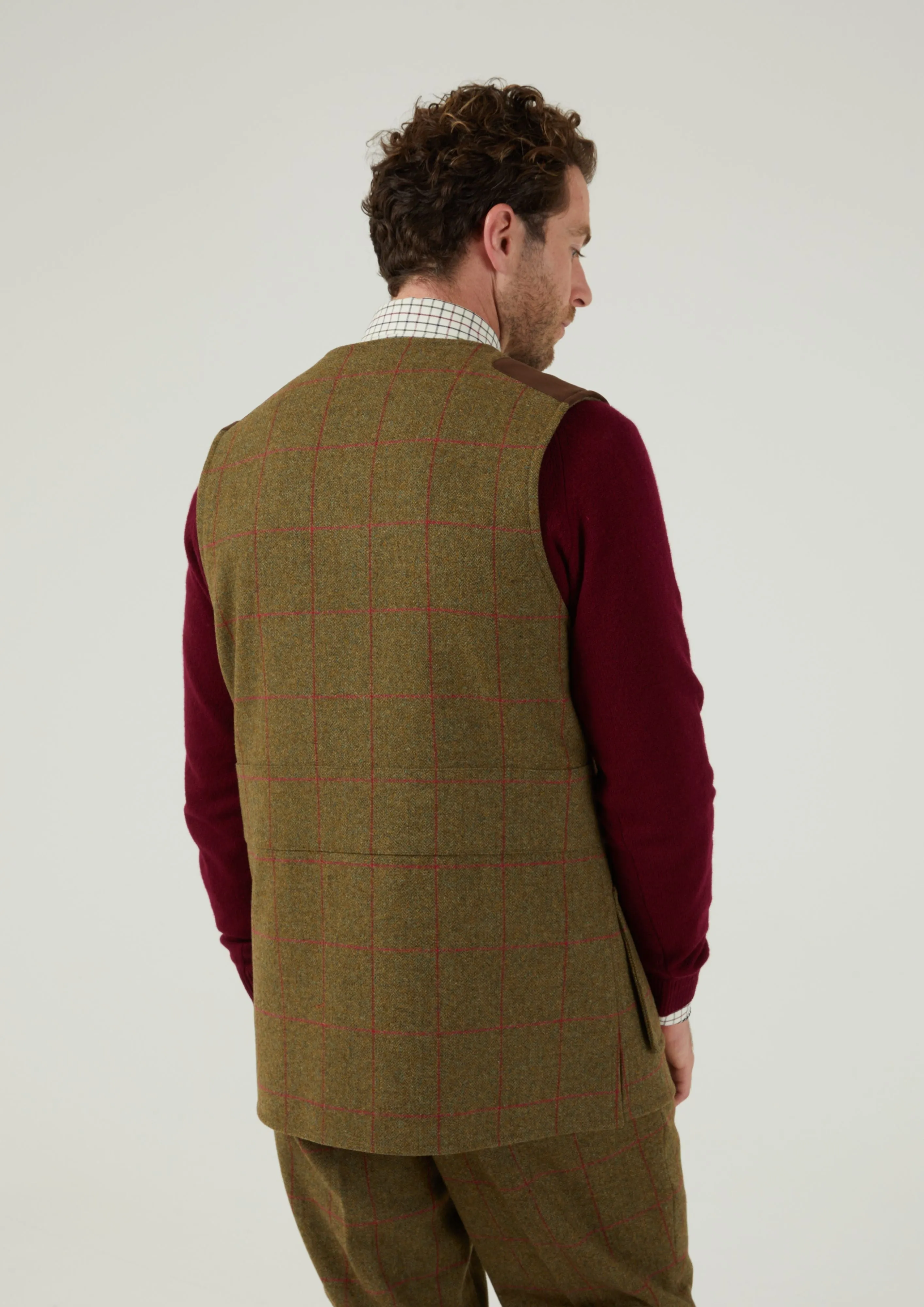 Combrook Men's Tweed Shooting Waistcoat in Sage - Shooting Fit