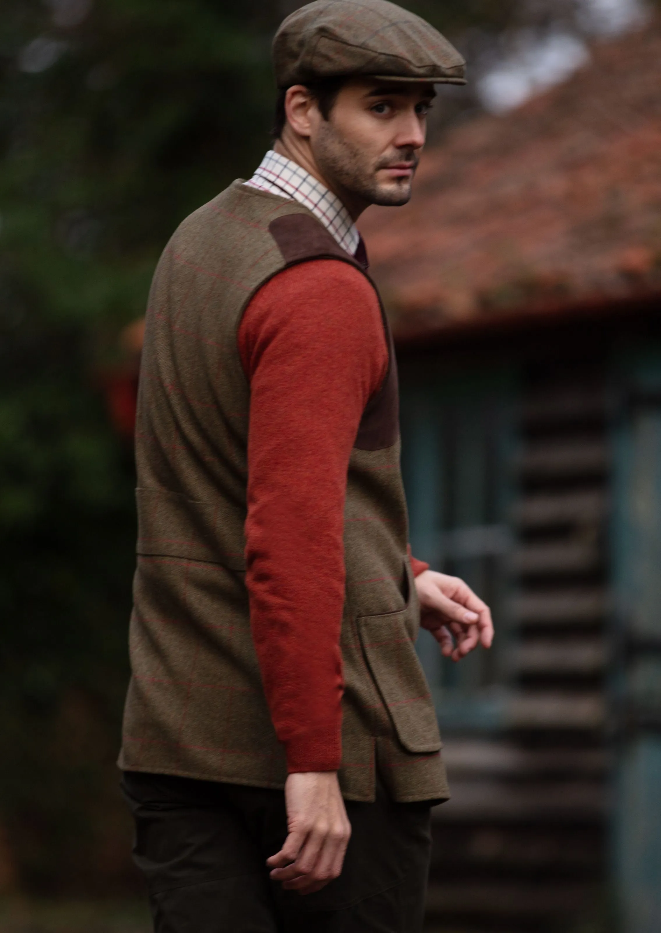 Combrook Men's Tweed Shooting Waistcoat in Sage - Shooting Fit