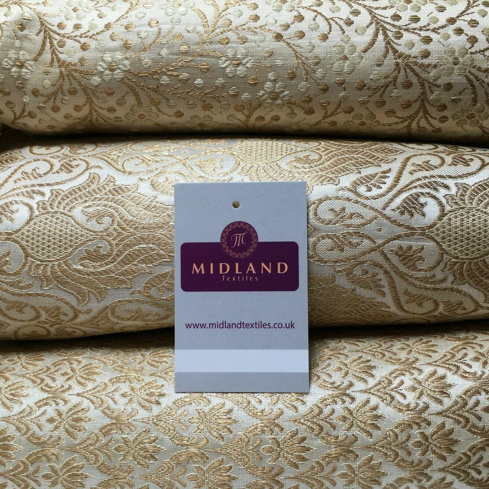 Cream Gold Indian Banarsi Brocade Faux Silk Waistcoat Fabric 110 cm M1274