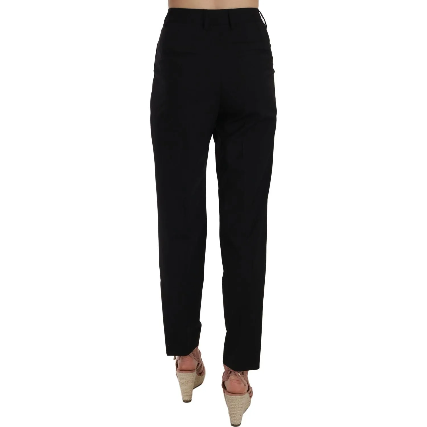 Dolce & Gabbana Elegant Pleated Tapered Black Trousers