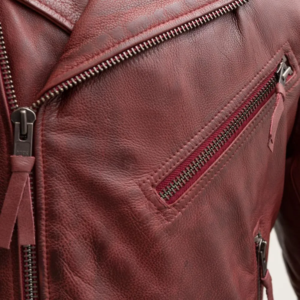 Fillmore Men's Motorcycle Leather Jacket - Oxblood