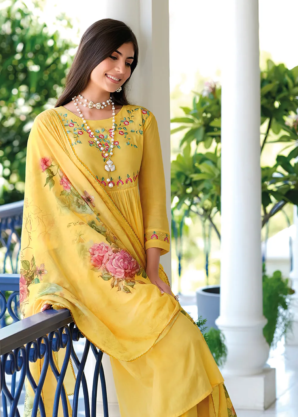 Graceful Yellow Mal Mal Cotton Casual Look Salwar Suit