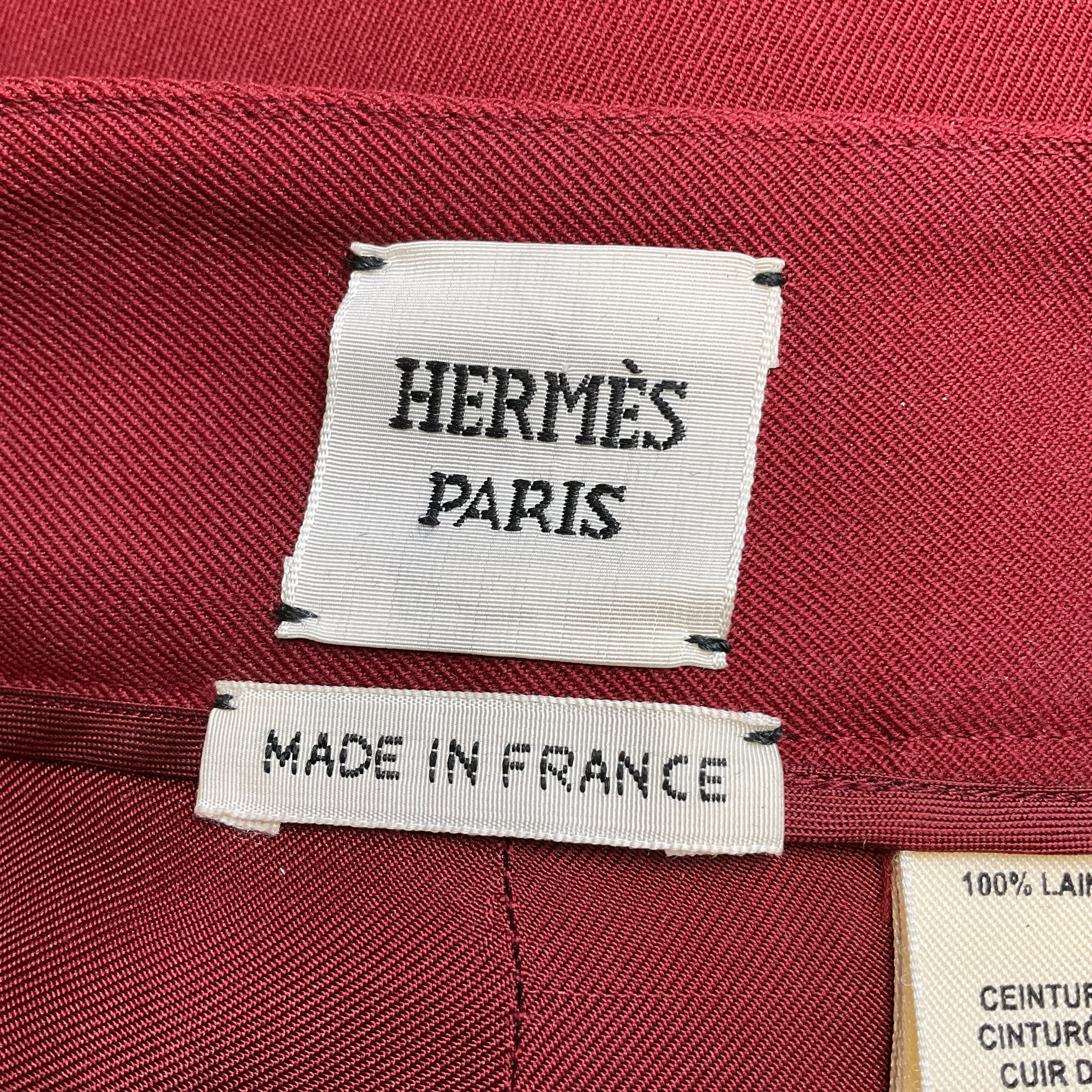 Hermes Rouge Jupiter Wool Gabardine Straight Fit Pants