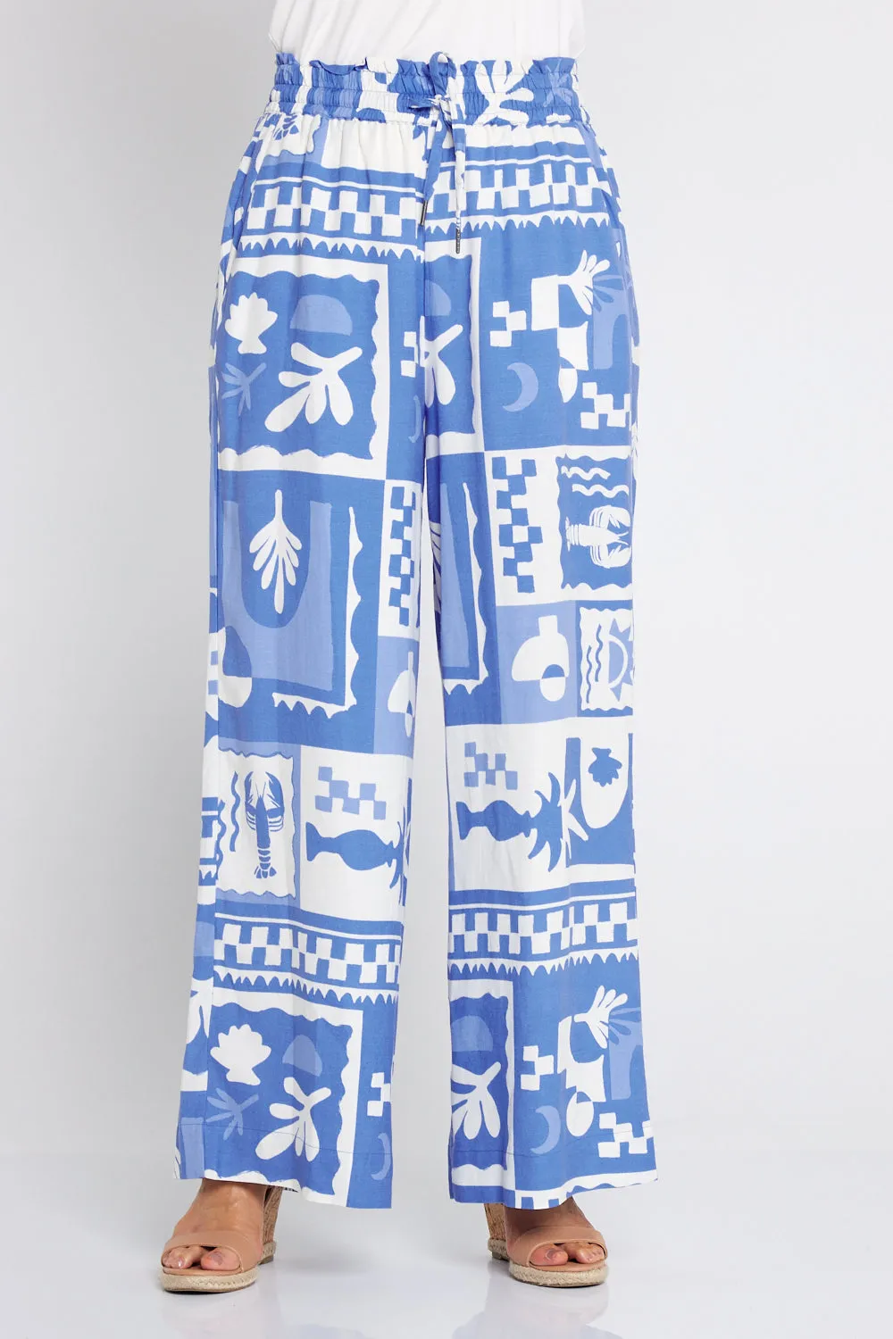 Holiday Sun Pants - Cerulean Blue Print