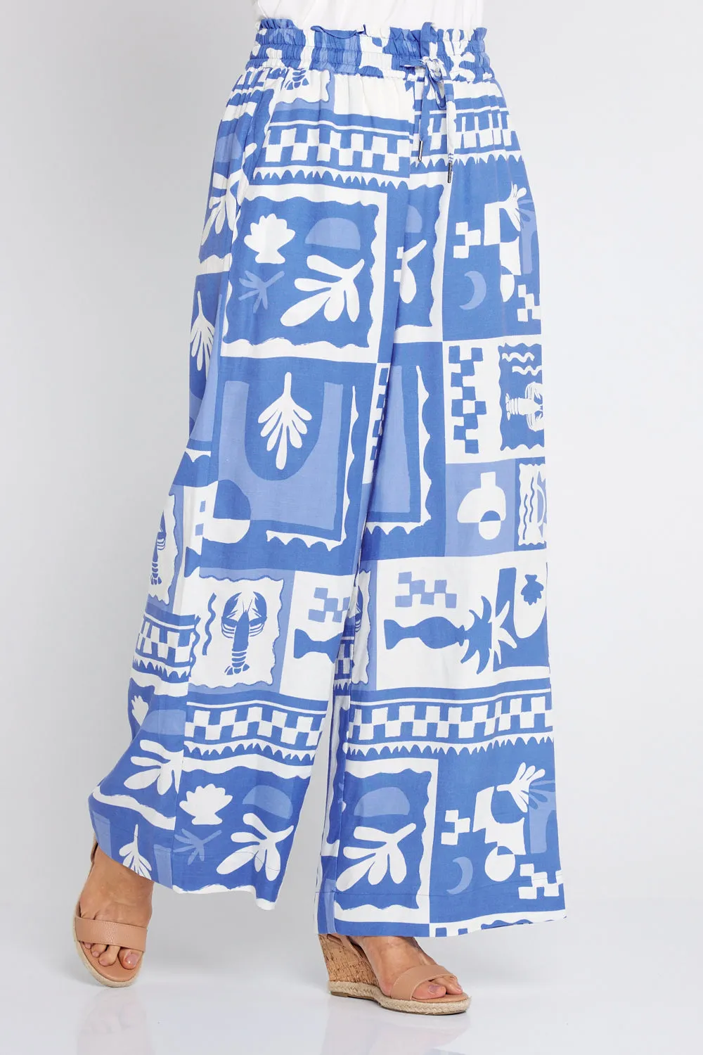 Holiday Sun Pants - Cerulean Blue Print