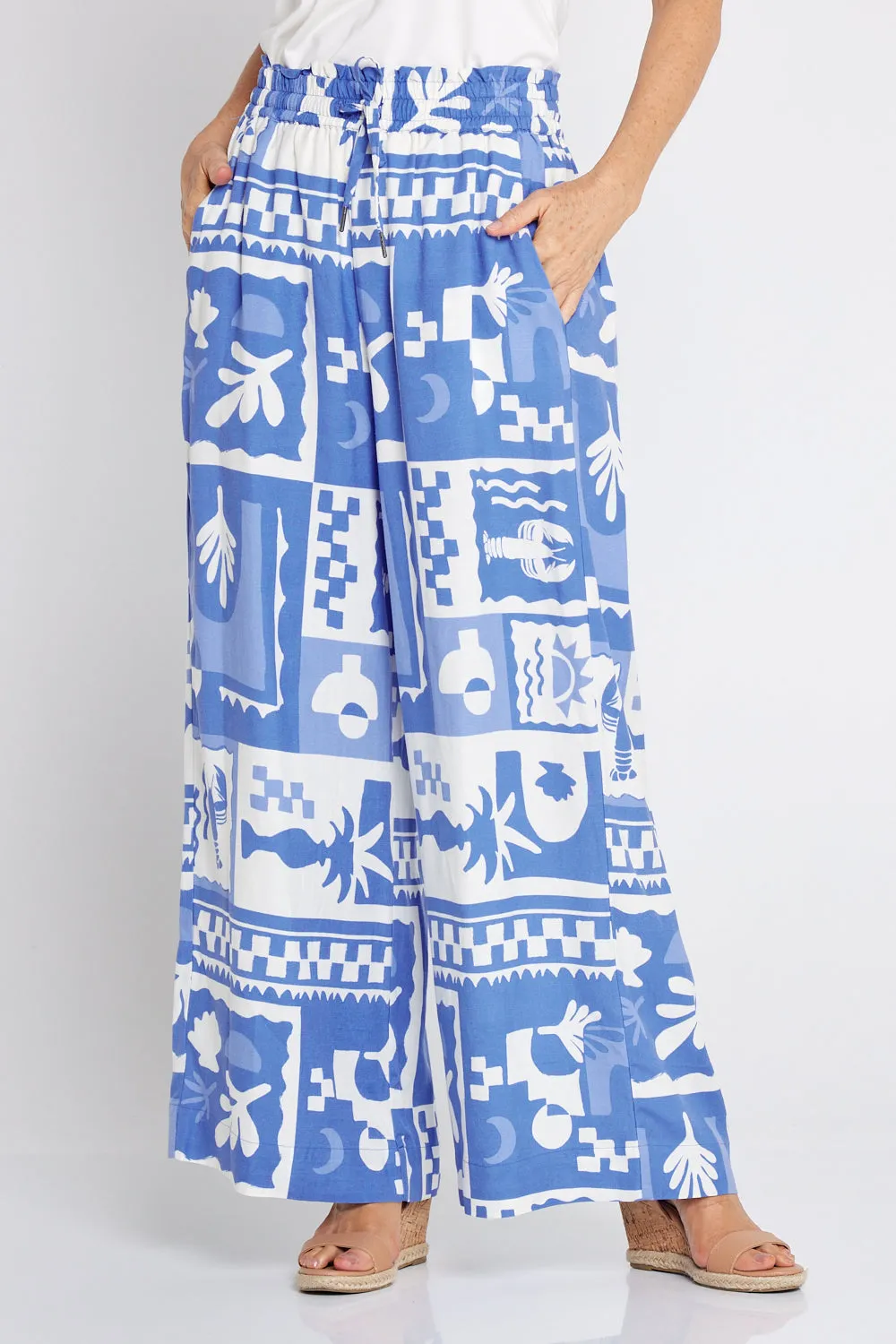 Holiday Sun Pants - Cerulean Blue Print