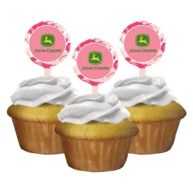 John Deere Pink Camouflage Cupcake Topper