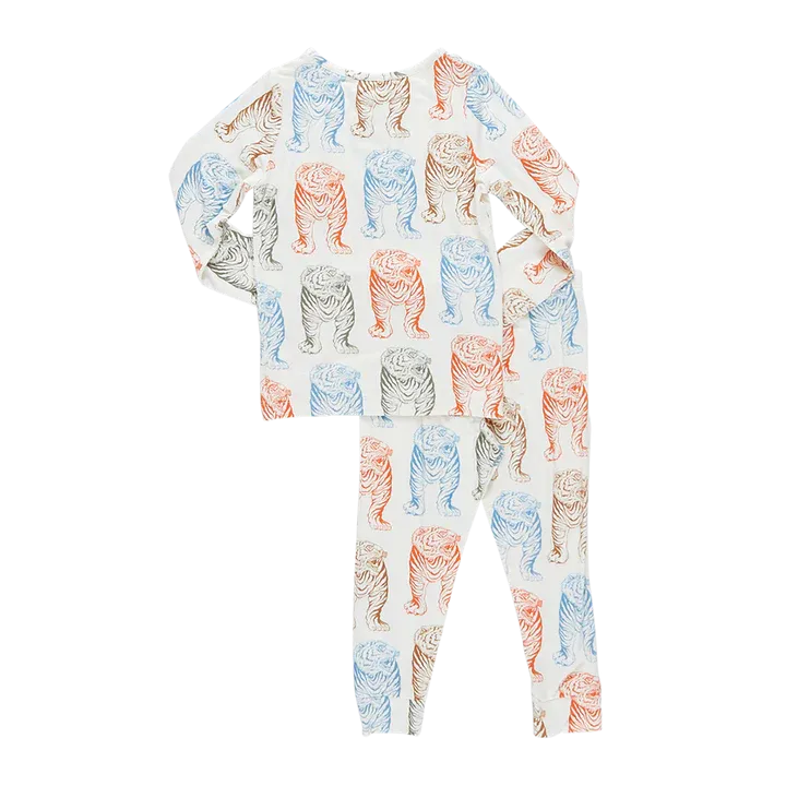 Kids Bamboo Pj Set in Multi Tiger