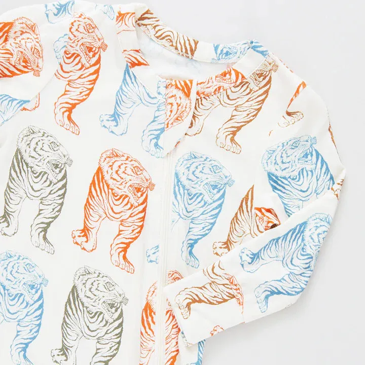 Kids Bamboo Pj Set in Multi Tiger