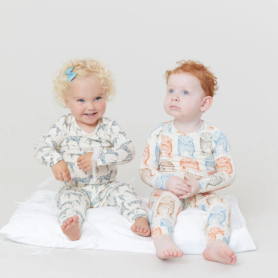 Kids Bamboo Pj Set in Multi Tiger