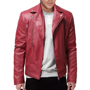 Men Leather Jacket Solid Color Casual Slim-Fit Zipper Long Sleeve Turn-Down Collar Motorcycle Leather Jacket Coat Men Clothing