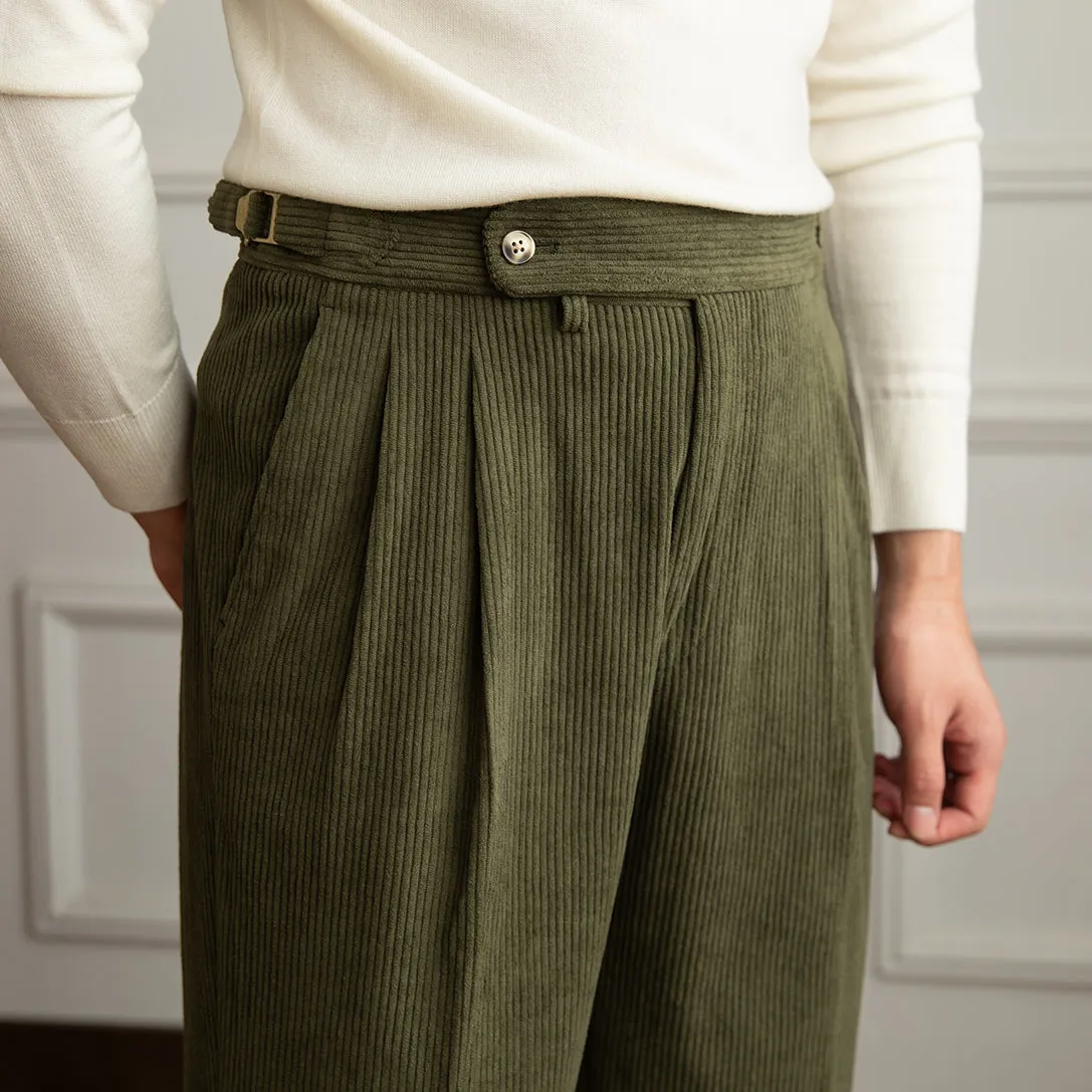 Men's  Retro Corduroy Pants High Waist Casual Pants