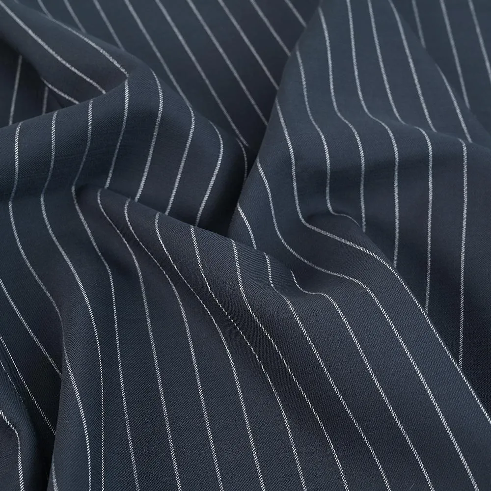 Navy Chalk-stripe Suiting Fabric 2247