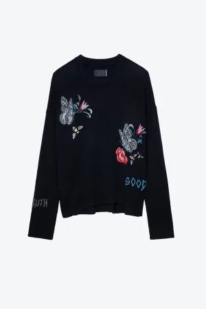 Pre Order:  Butterfly Flower Letter Embroidery Knitted Sweater