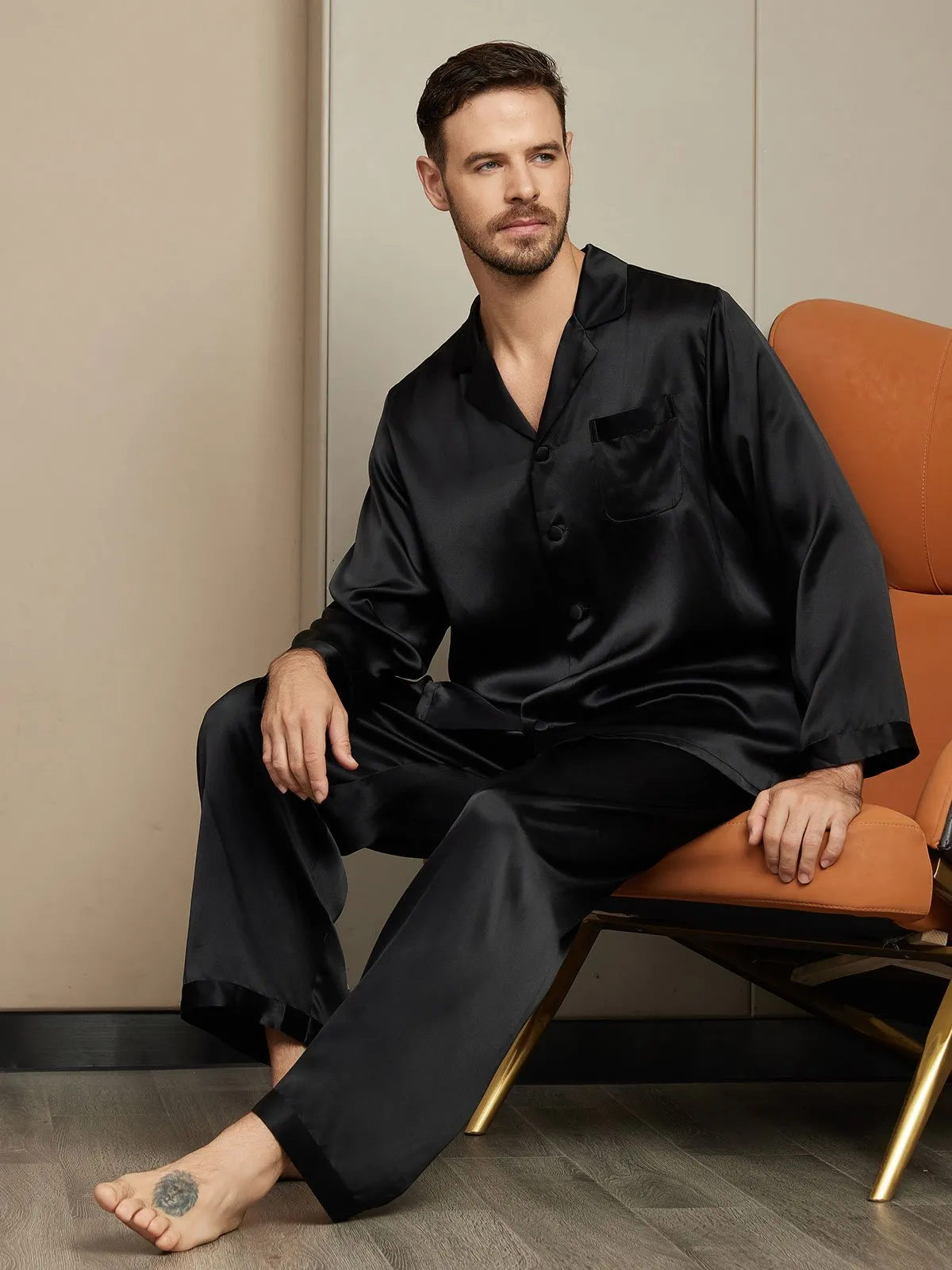 Pure Silk Long Sleeve Men's Pyjamas