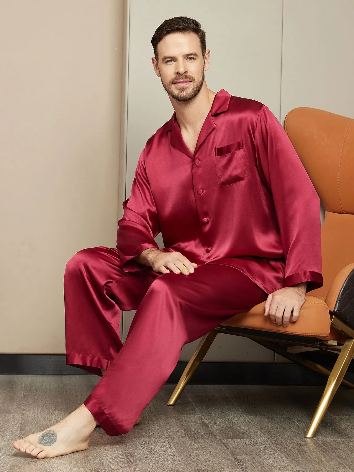 Pure Silk Long Sleeve Men's Pyjamas