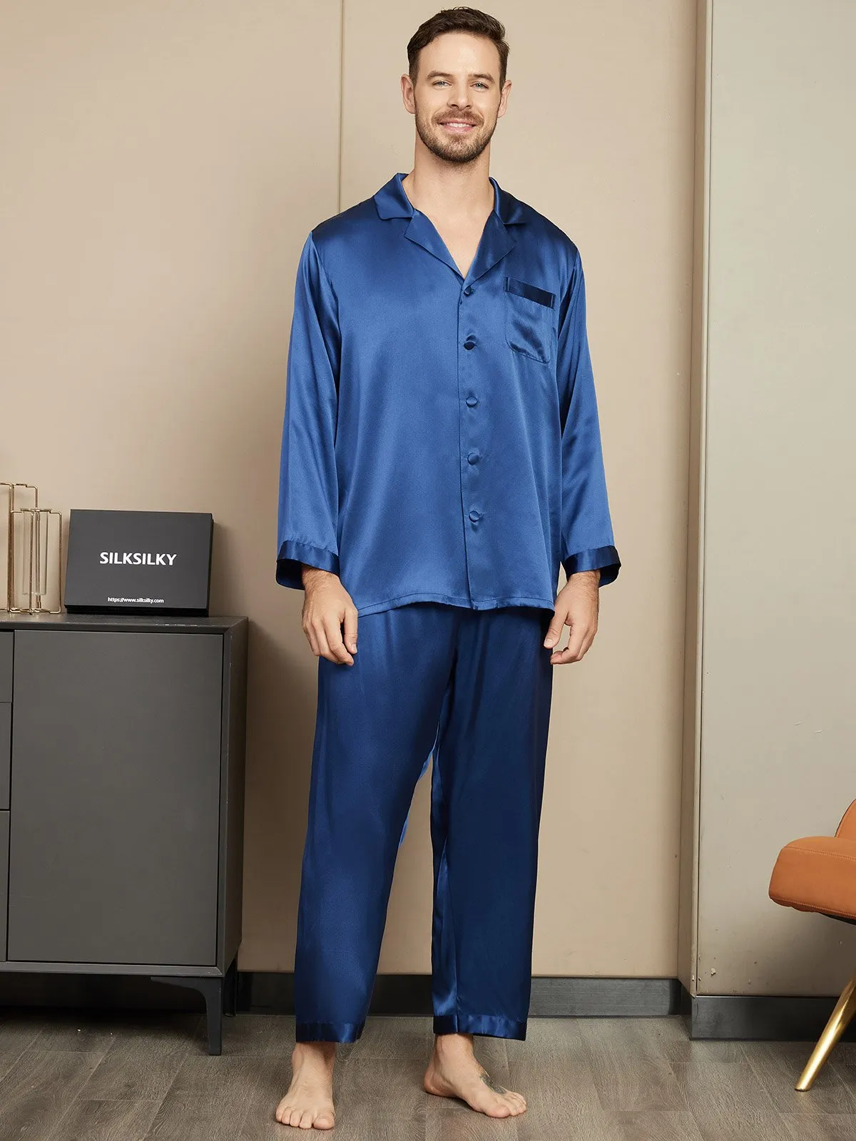 Pure Silk Long Sleeve Men's Pyjamas