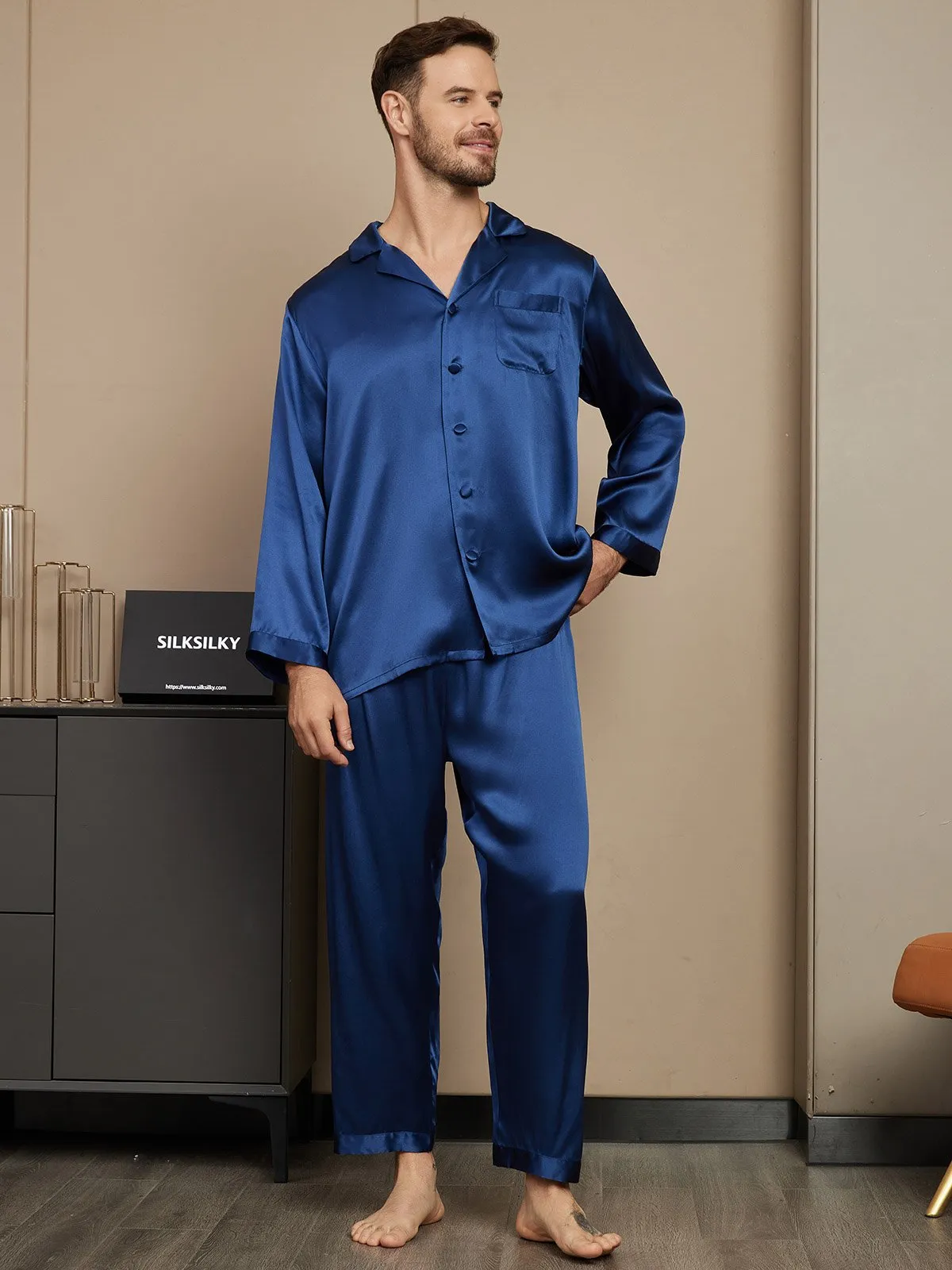 Pure Silk Long Sleeve Men's Pyjamas