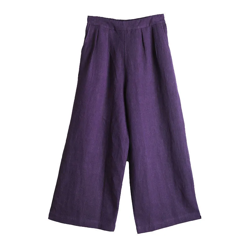 Purple Linen Summer Autumn Women Casual PantsSMM97235