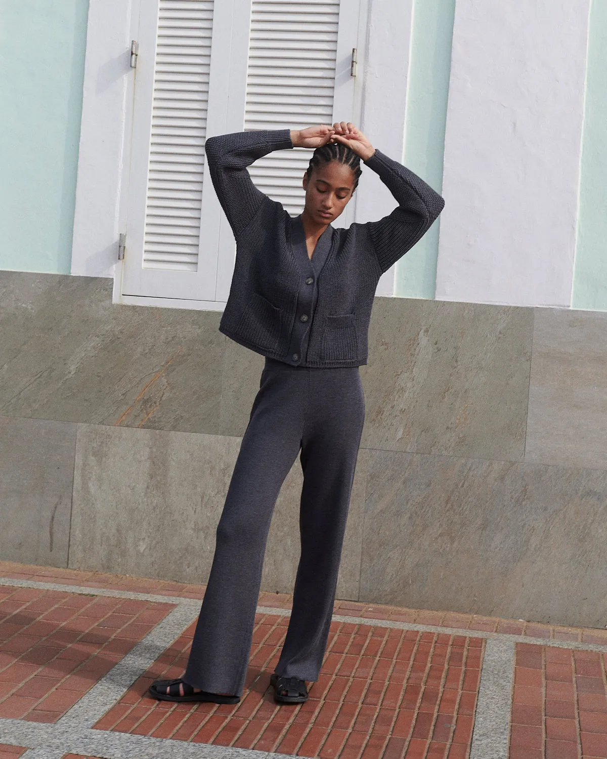 Rib Lounge: Charcoal Merino Wool Pants