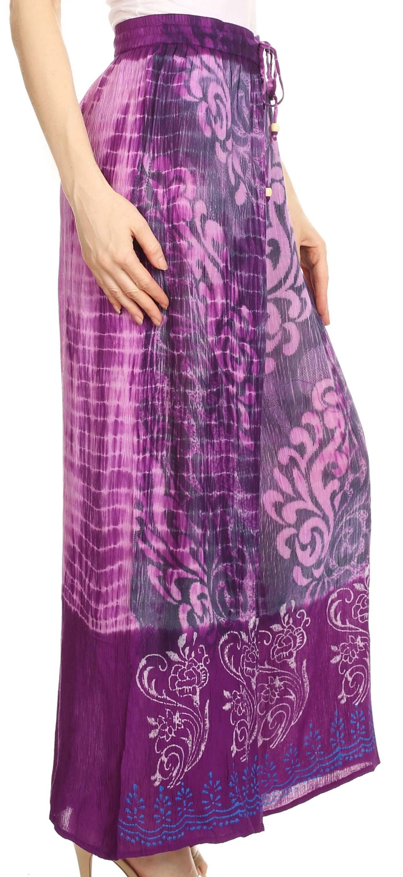 Sakkas Aline Tie-dye Wide-leg Palazzo Pants with Adjustable Waistband