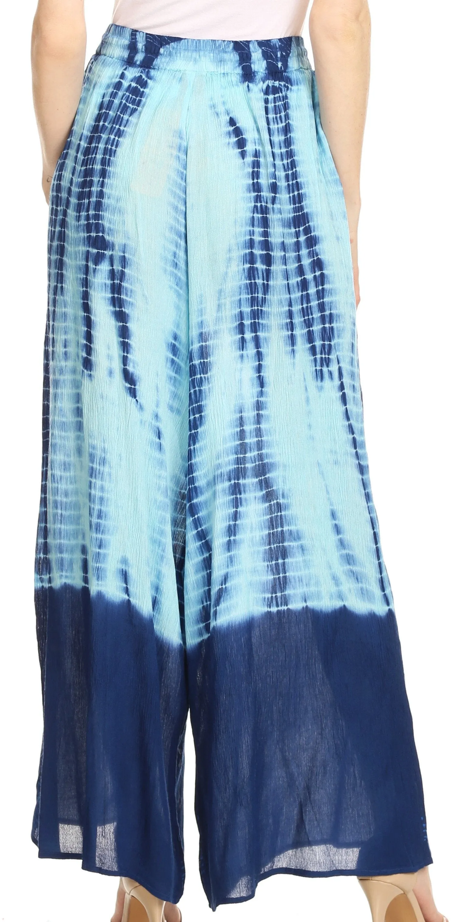 Sakkas Aline Tie-dye Wide-leg Palazzo Pants with Adjustable Waistband