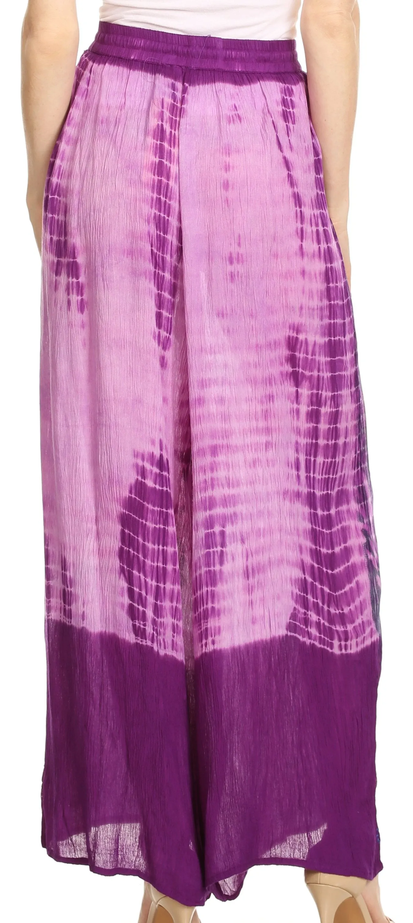 Sakkas Aline Tie-dye Wide-leg Palazzo Pants with Adjustable Waistband