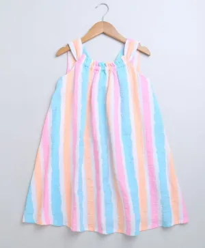 Sweetlime By AS Multicolored Striped Cotton A-line Dress