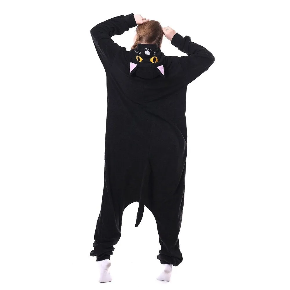 Winter Women Pajamas Kigurumi Unicorn Black Cat  Animal Star Onesies Adult Couple Costume Cosplay Flannel Plus Size Sleepwear