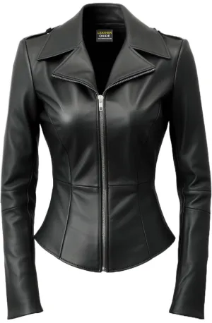 Women Black Asymmetrical Designer Leather Jacket