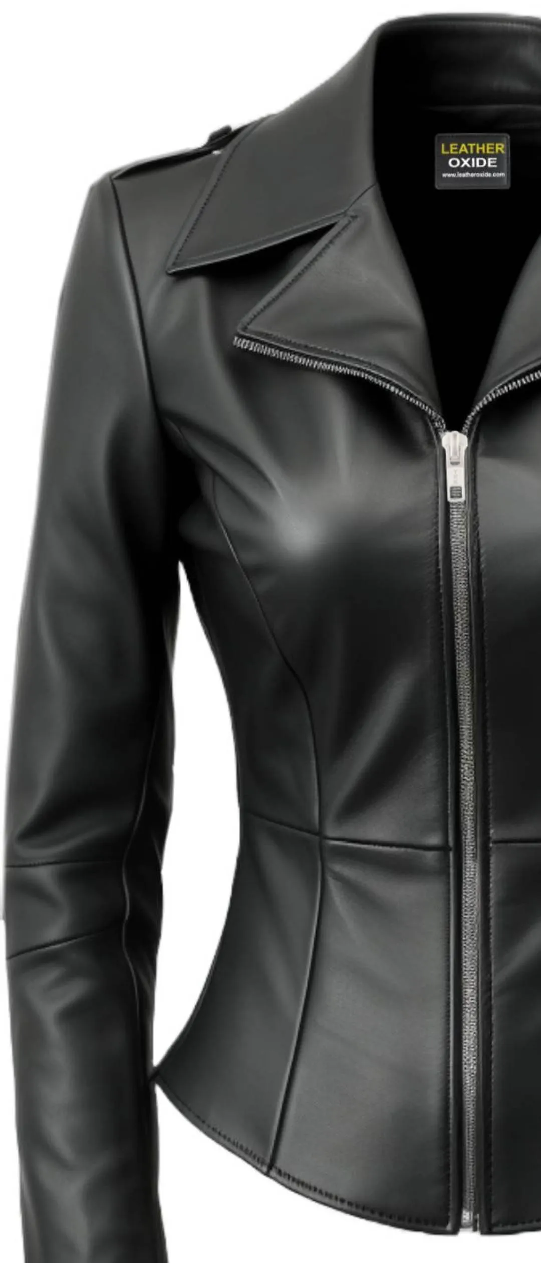 Women Black Asymmetrical Designer Leather Jacket