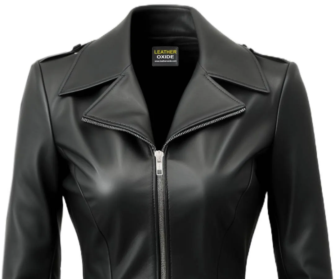 Women Black Asymmetrical Designer Leather Jacket